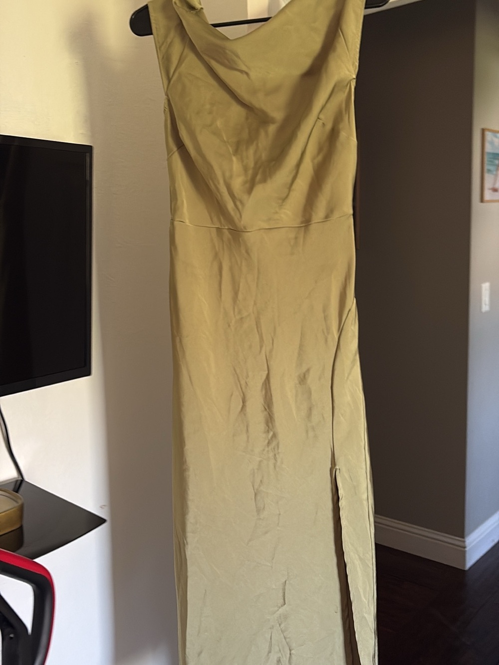 Elegant Olive Green Sleeveless Maxi Dress